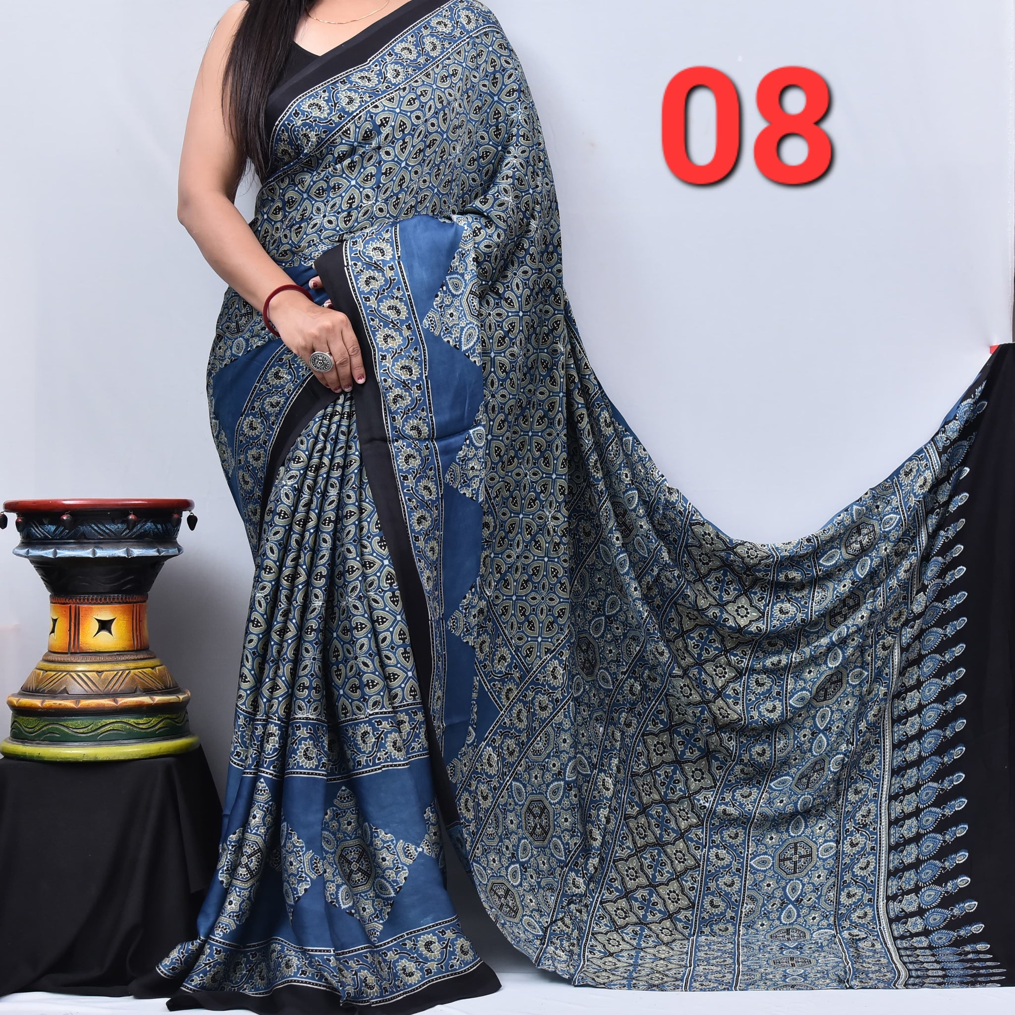 Ajrak Saree