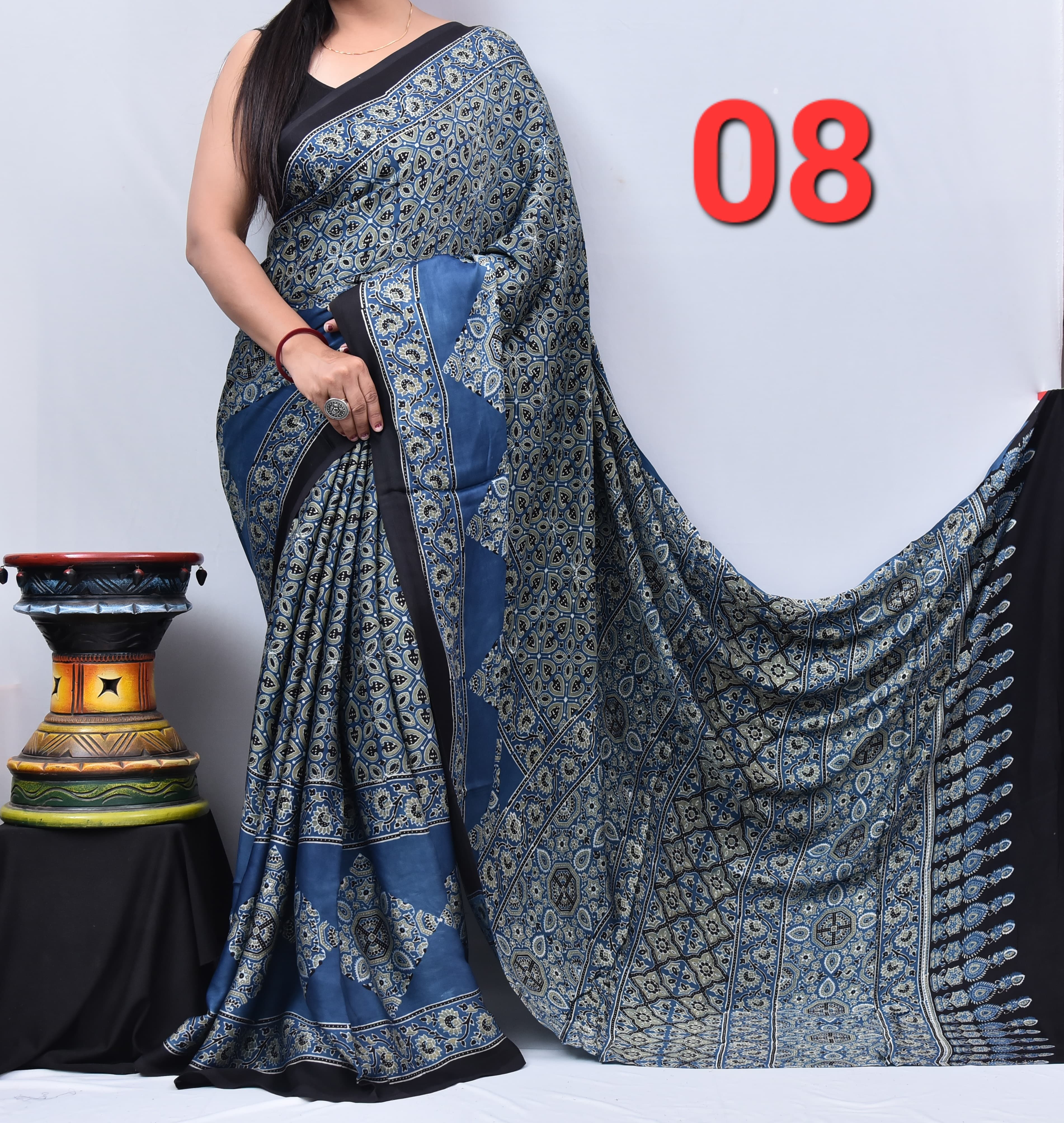 Ajrak Saree