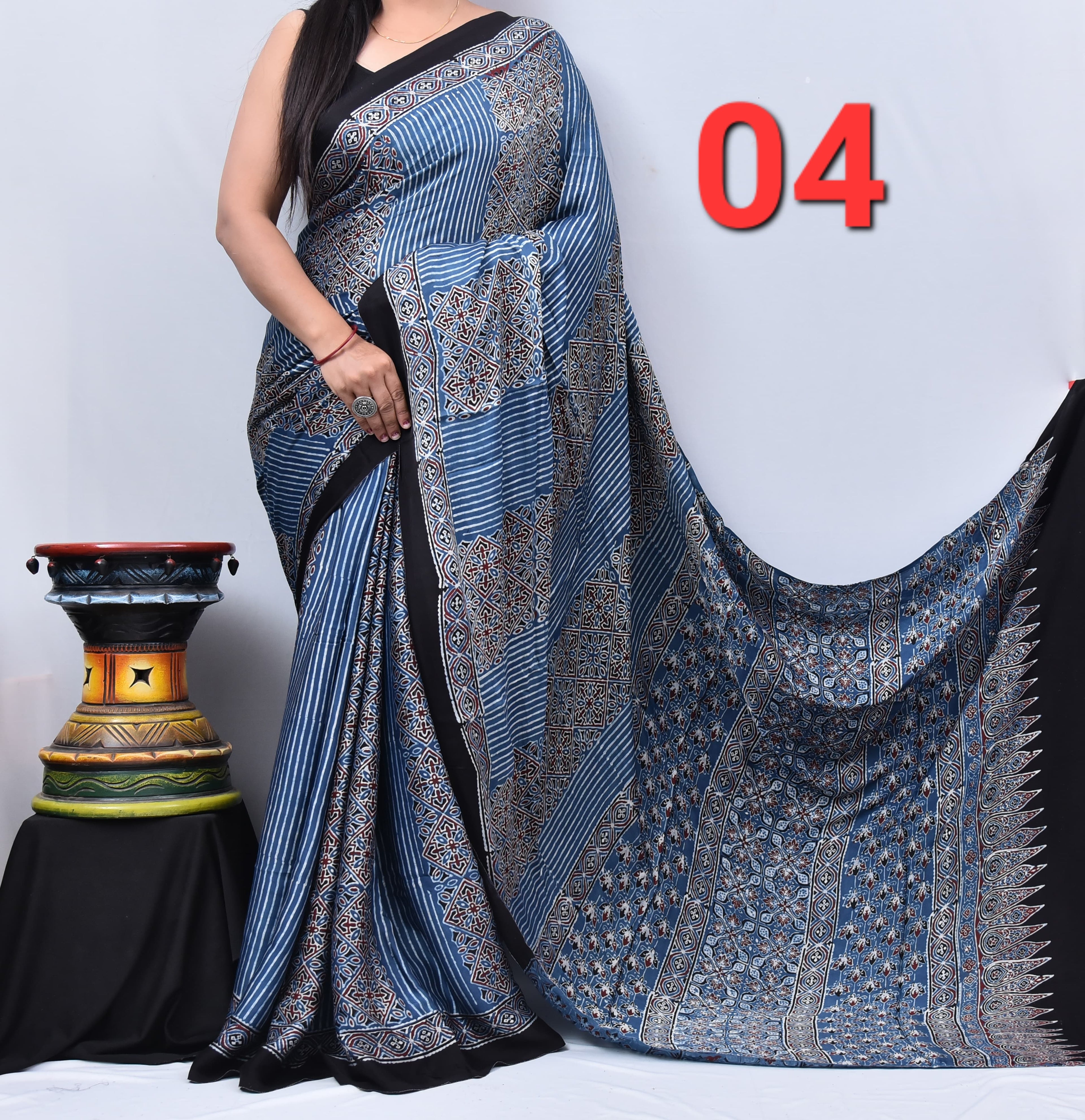 Ajrak Saree