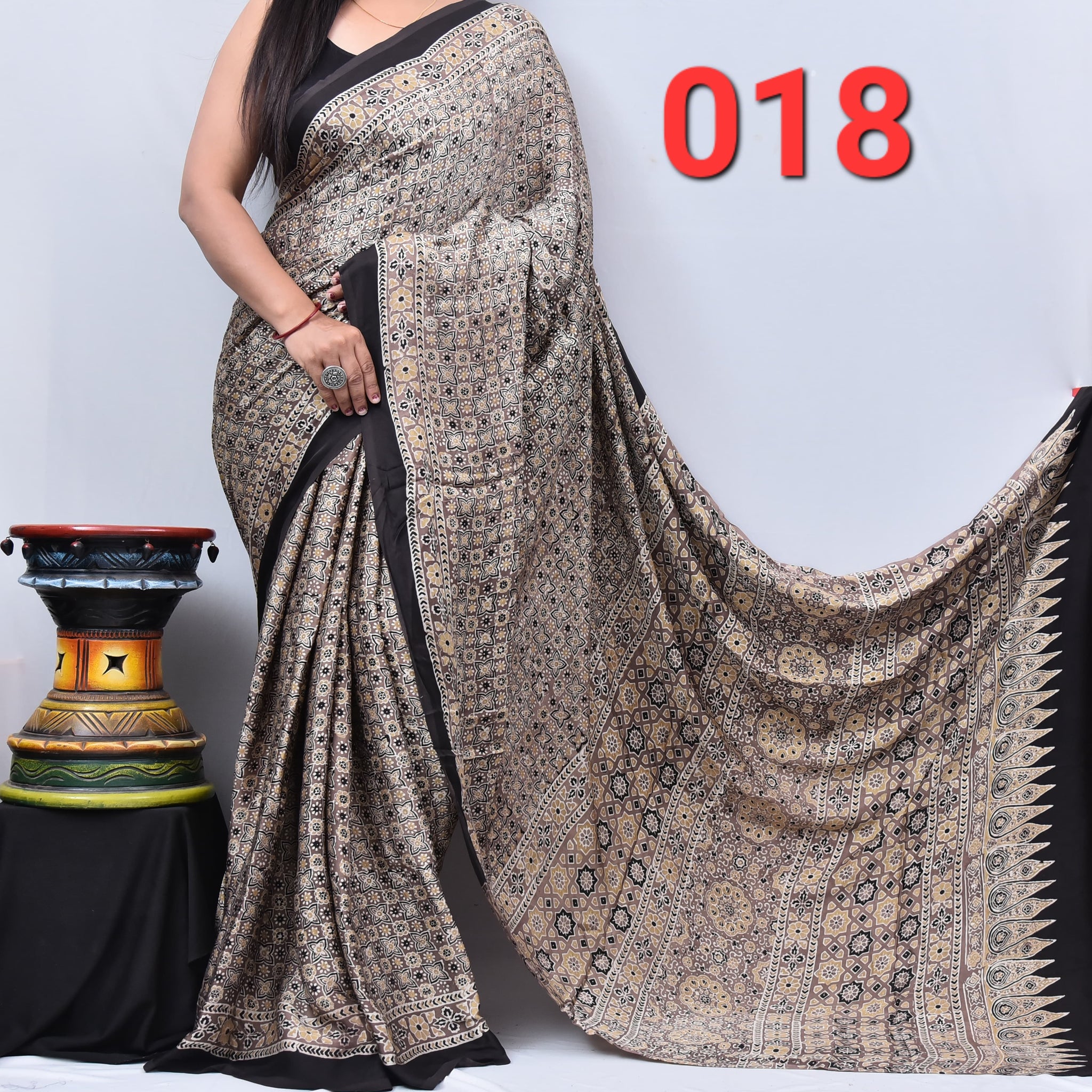 Ajrak Saree