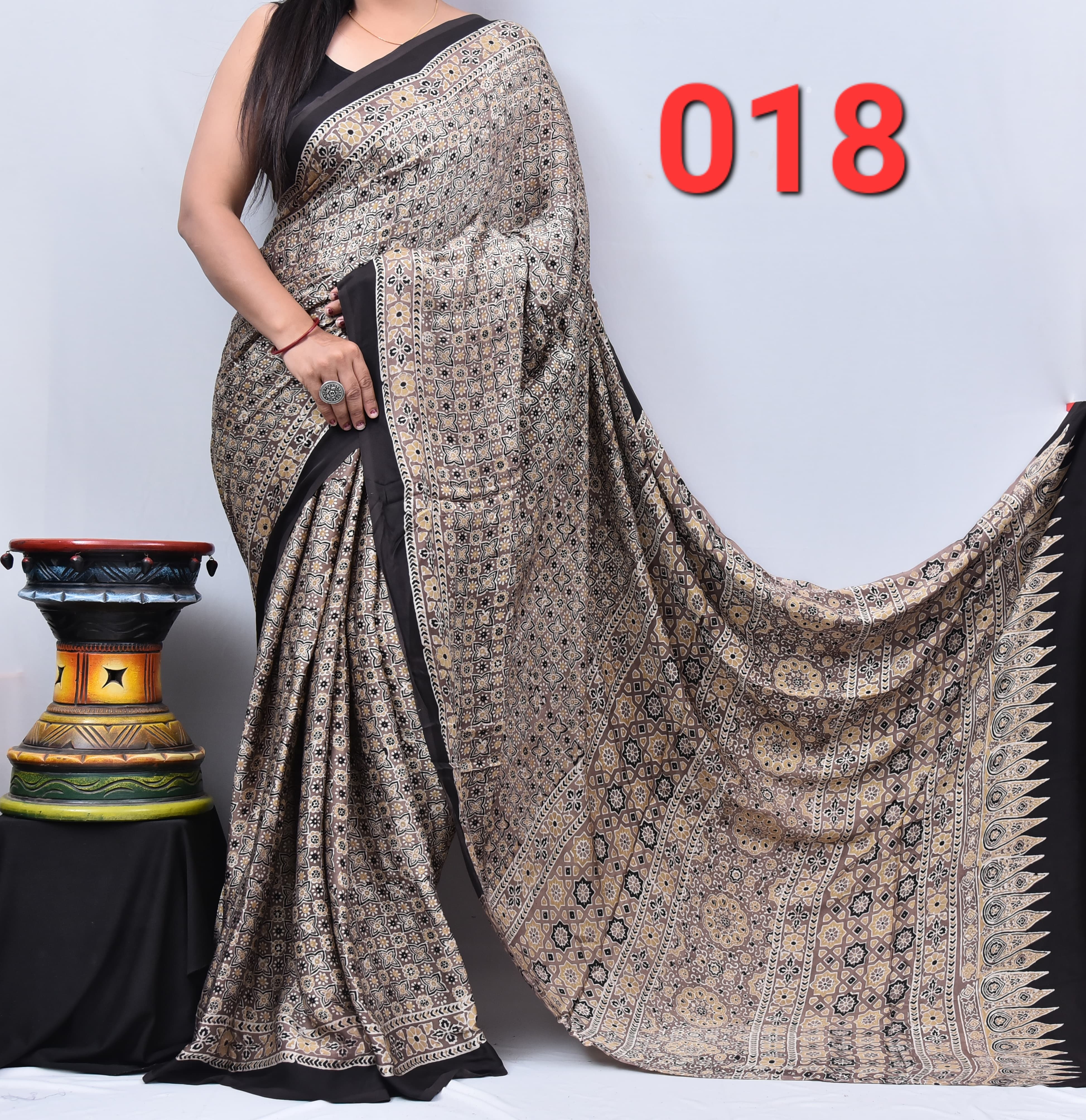 Ajrak Saree