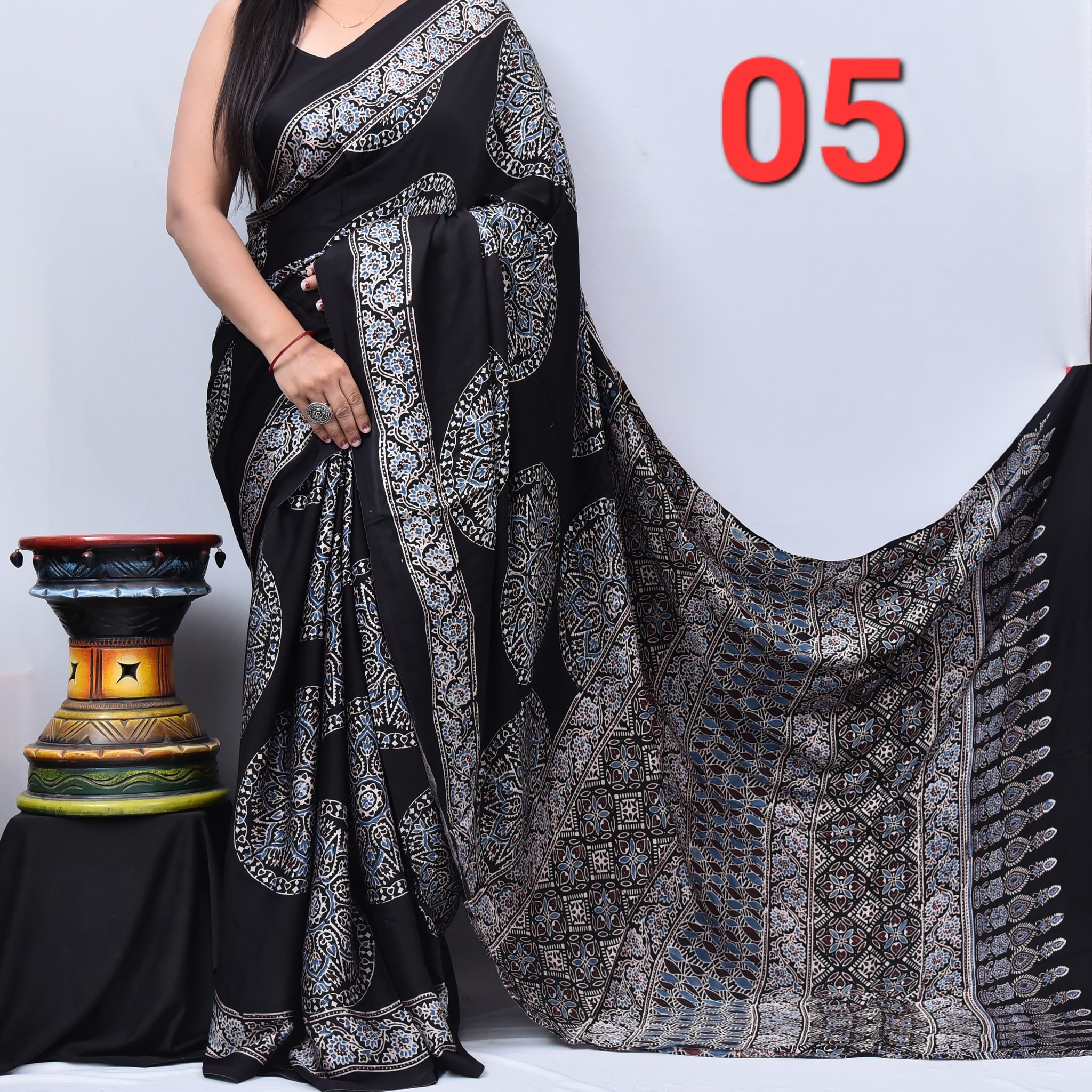 Ajrak Saree