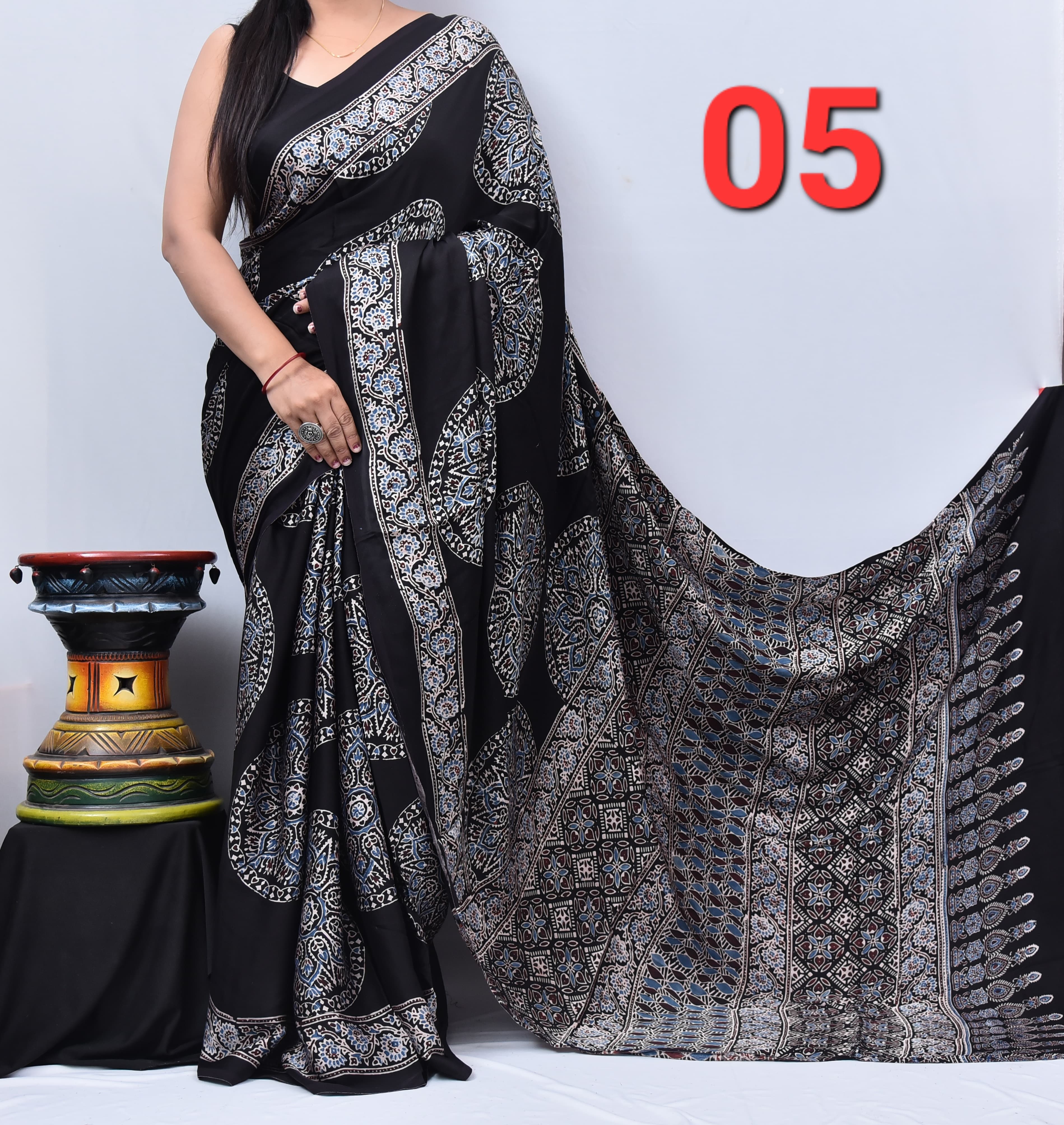 Ajrak Saree