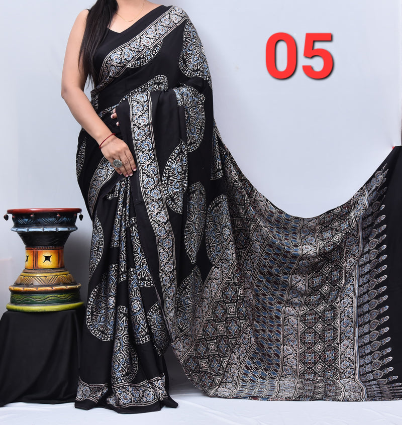 Ajrak Saree