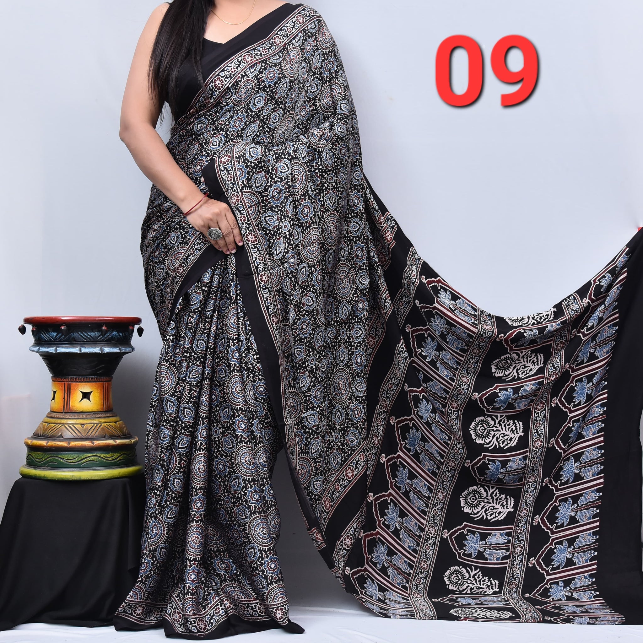 Ajrak Saree