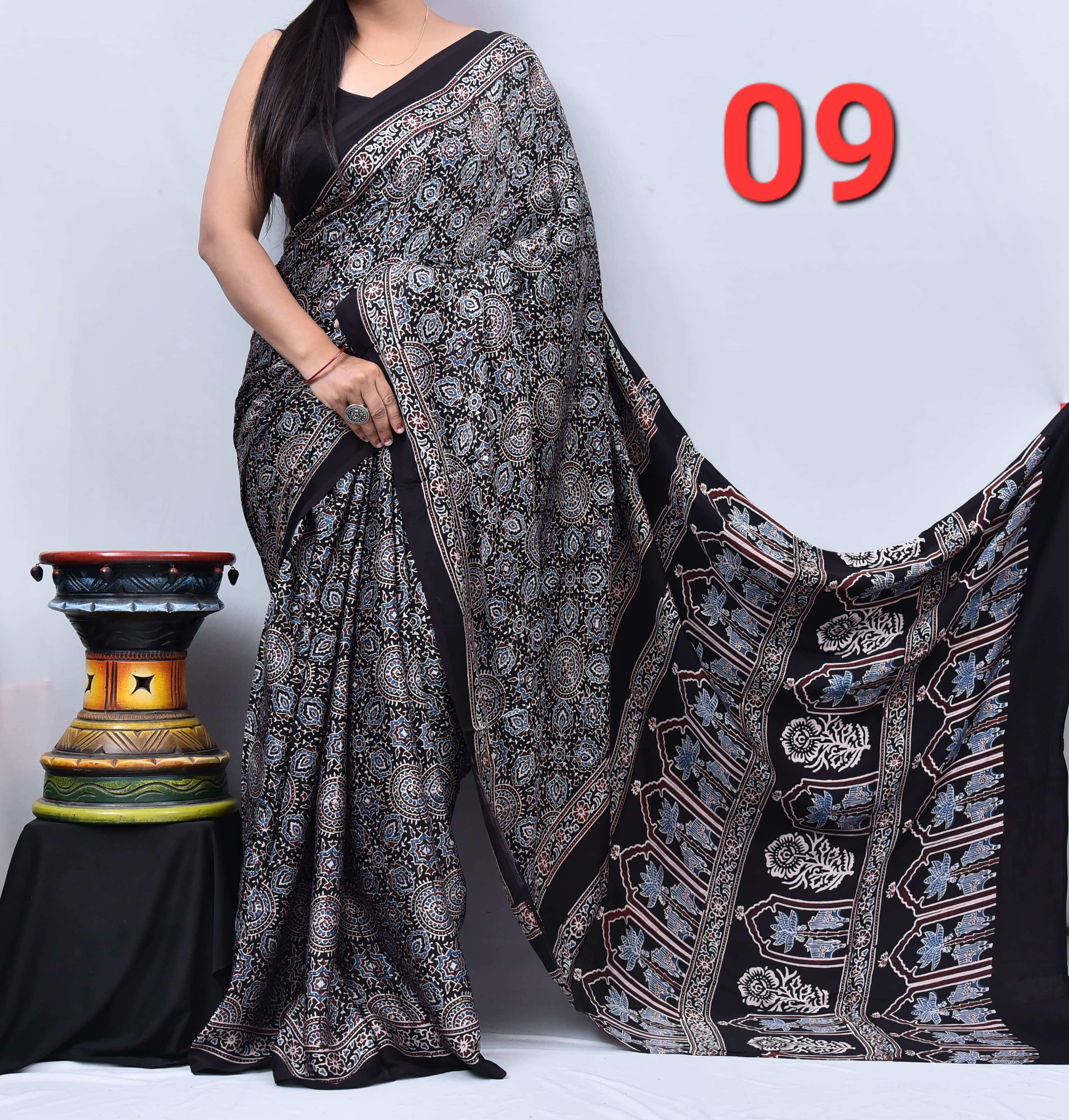 Ajrak Saree