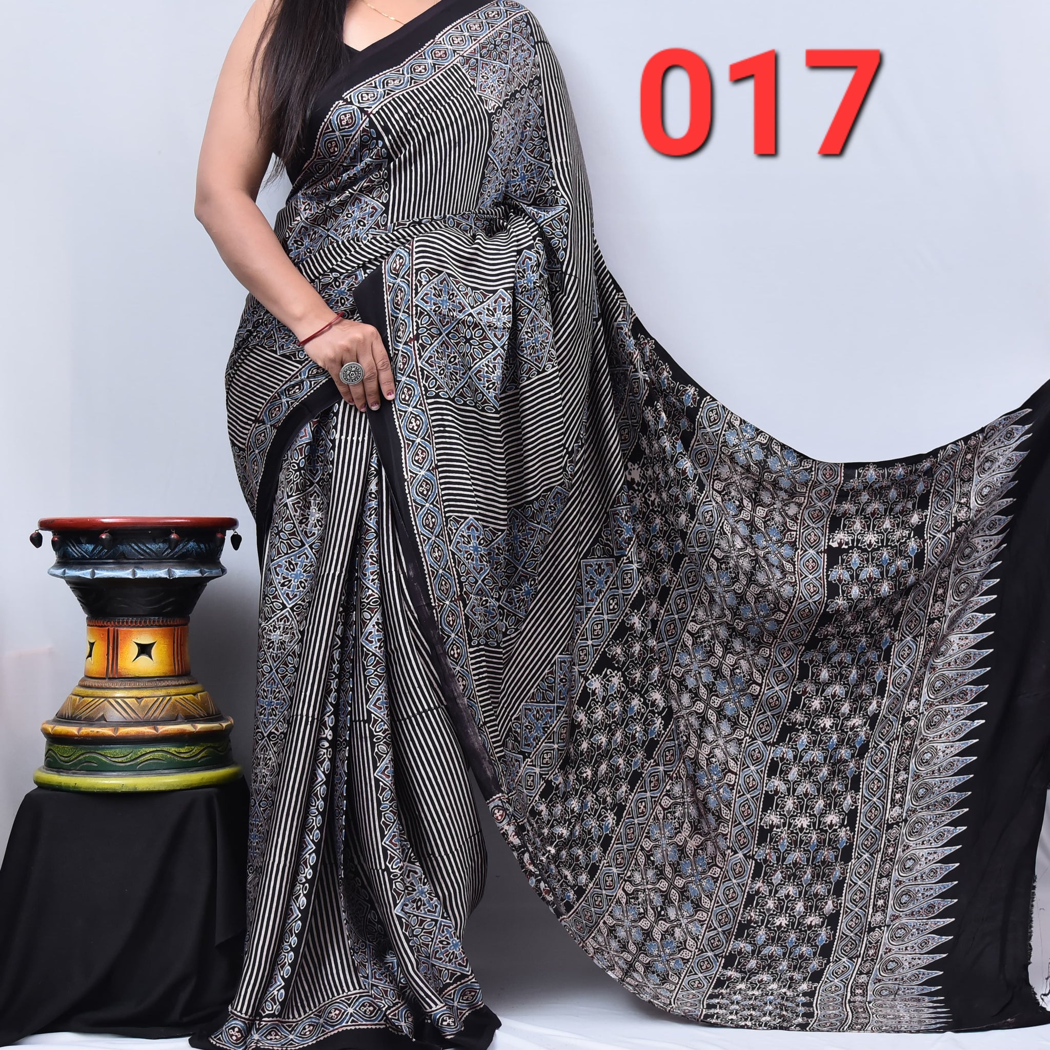 Ajrak Saree