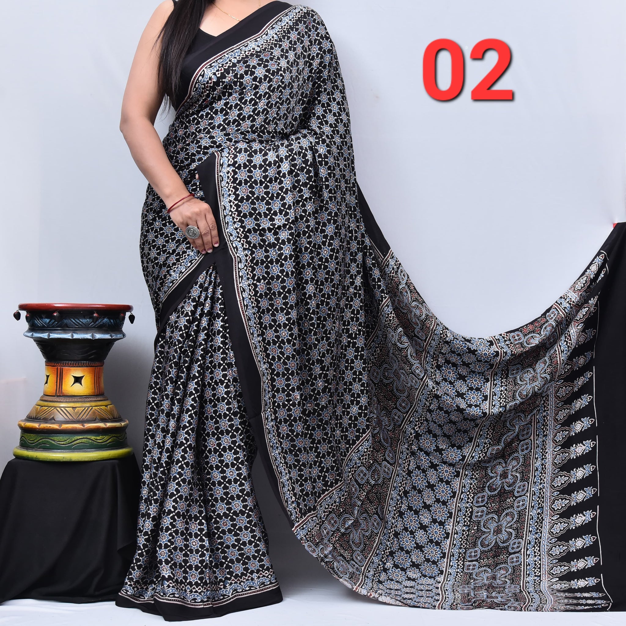Ajrak Saree