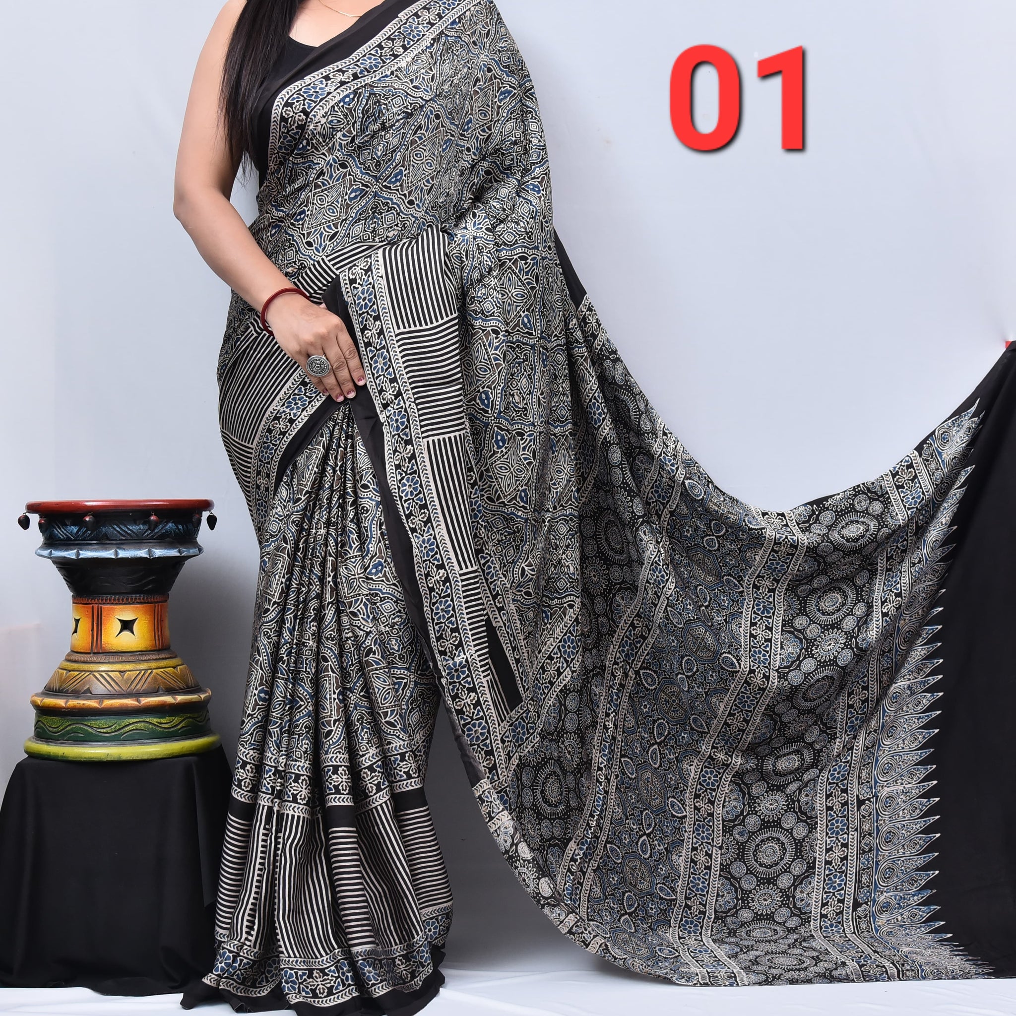 Ajrak Saree