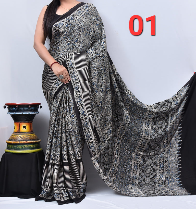 Ajrak Saree