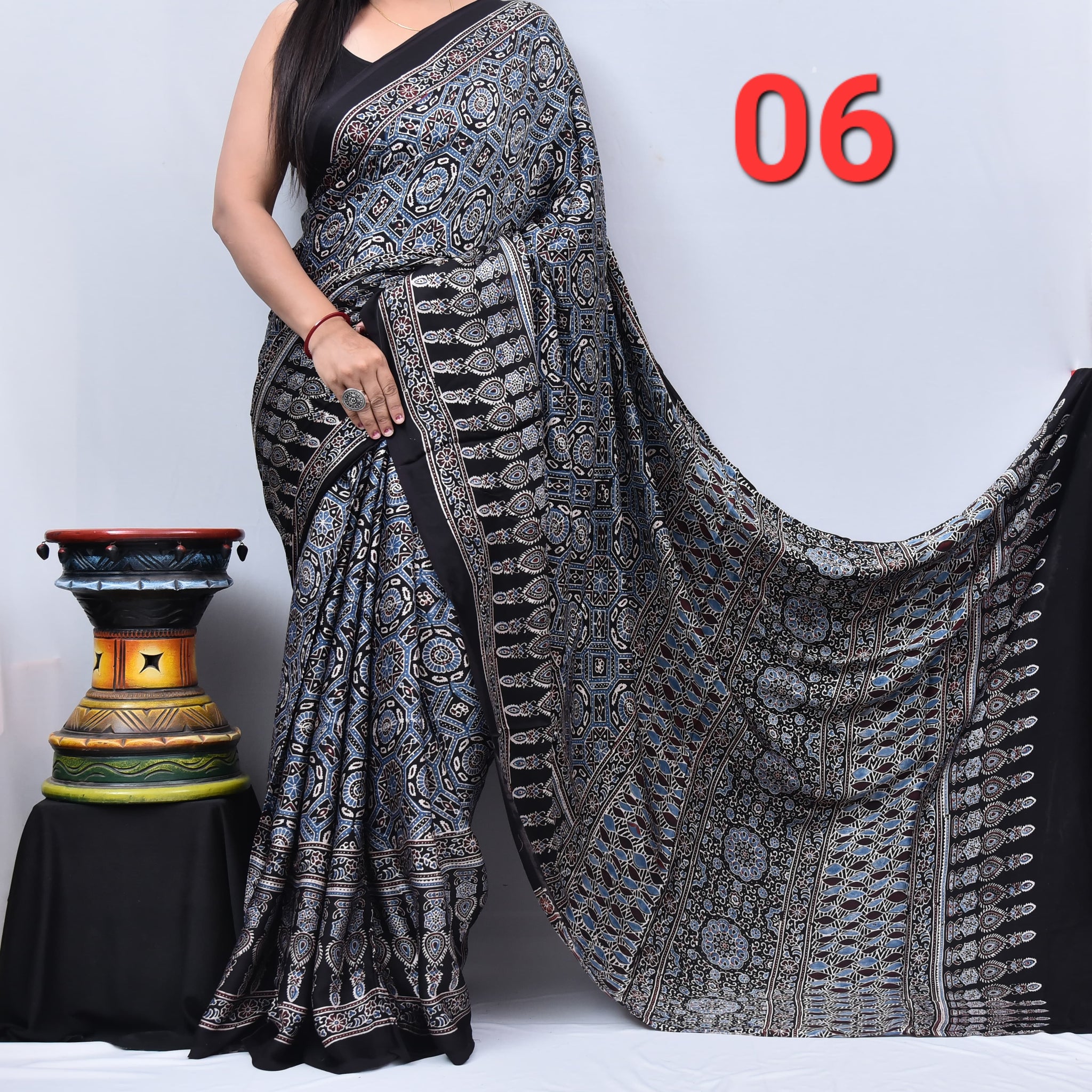 Ajrak Saree