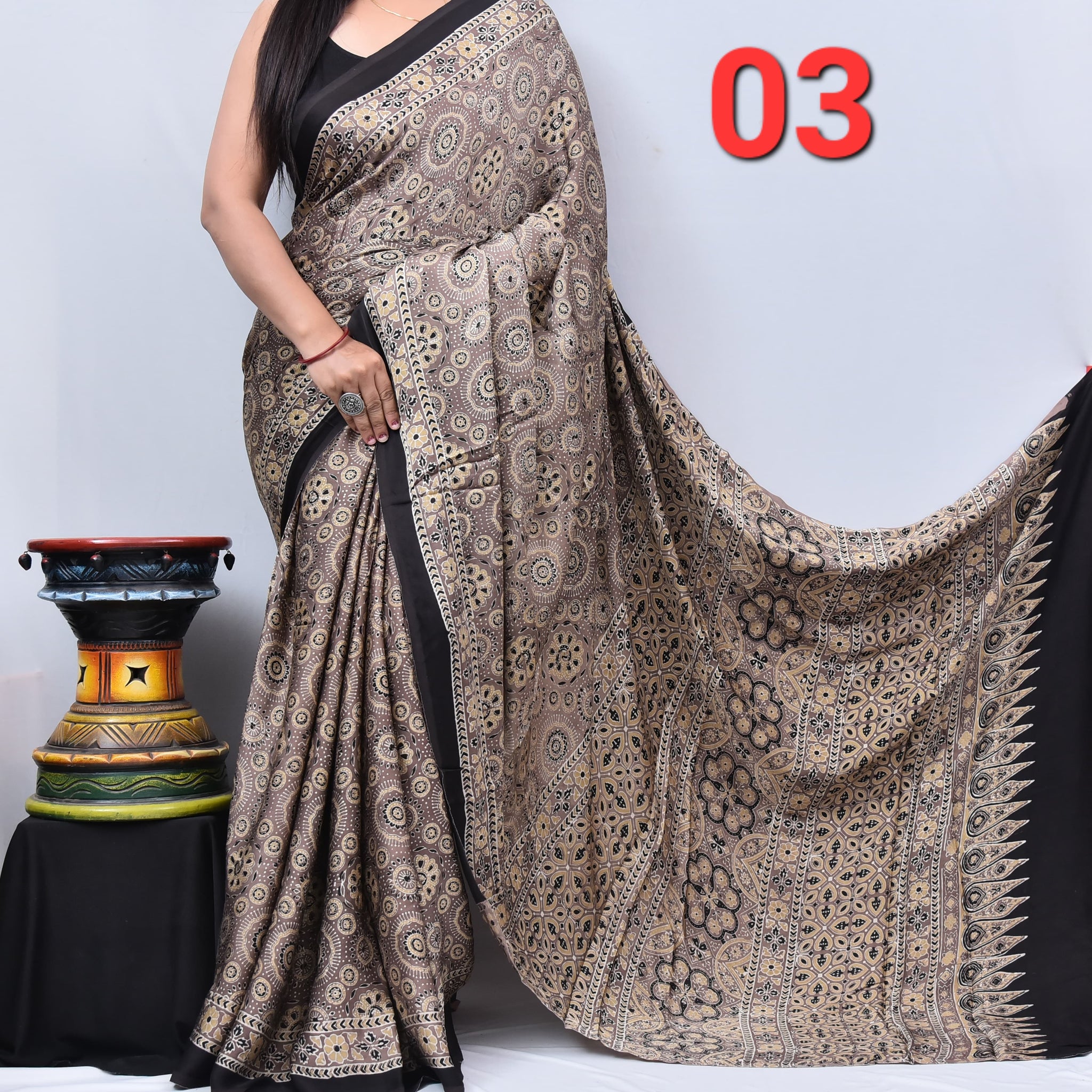 Ajrak Saree