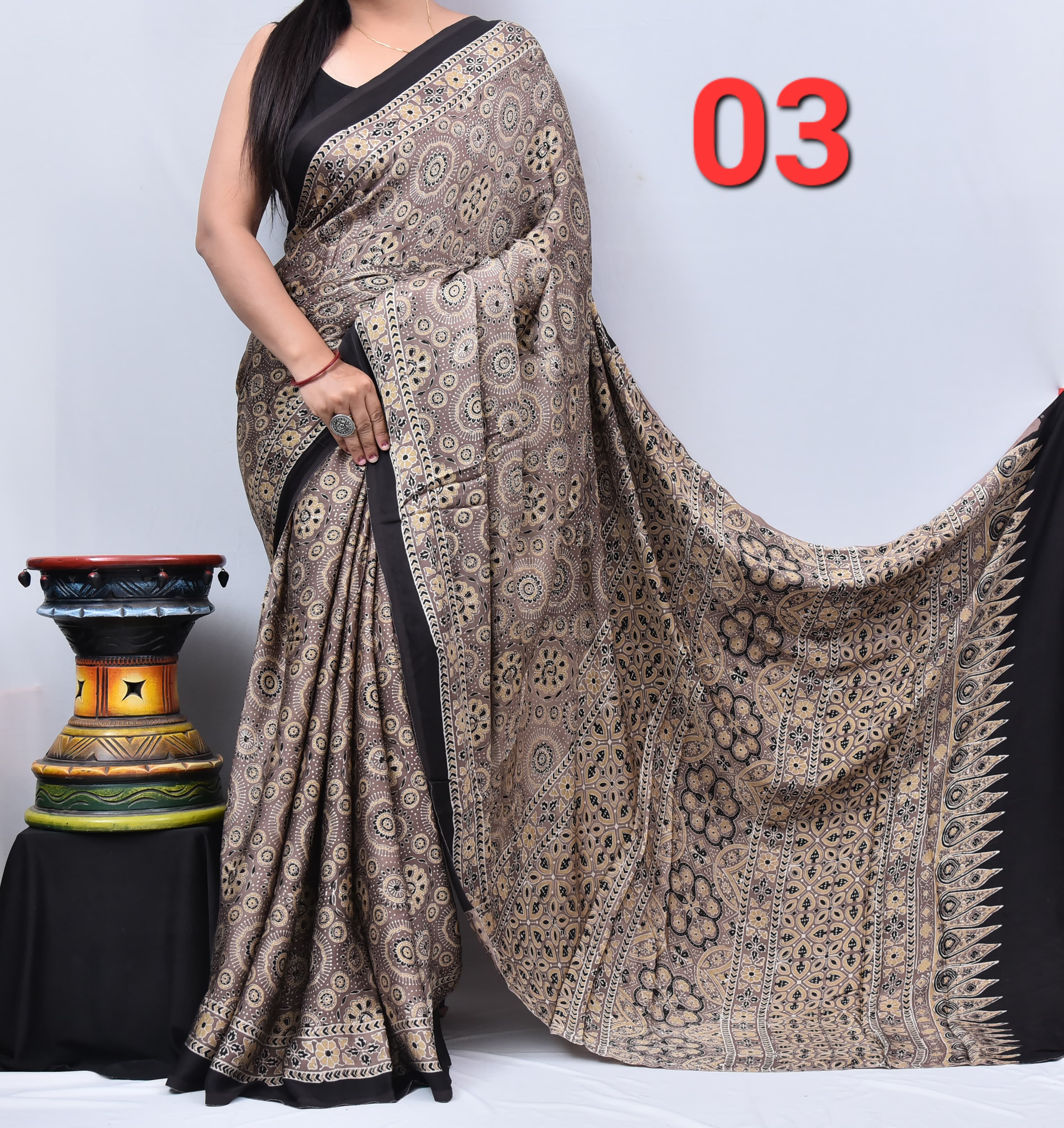 Ajrak Saree