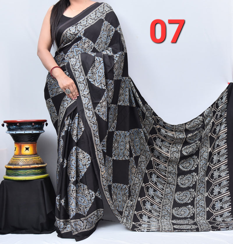 Ajrak Saree