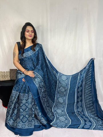 Ajrak Saree
