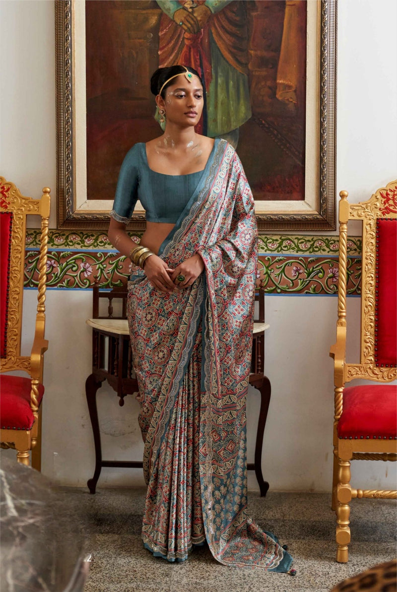 Modal Sartin Ajrak Print Saree