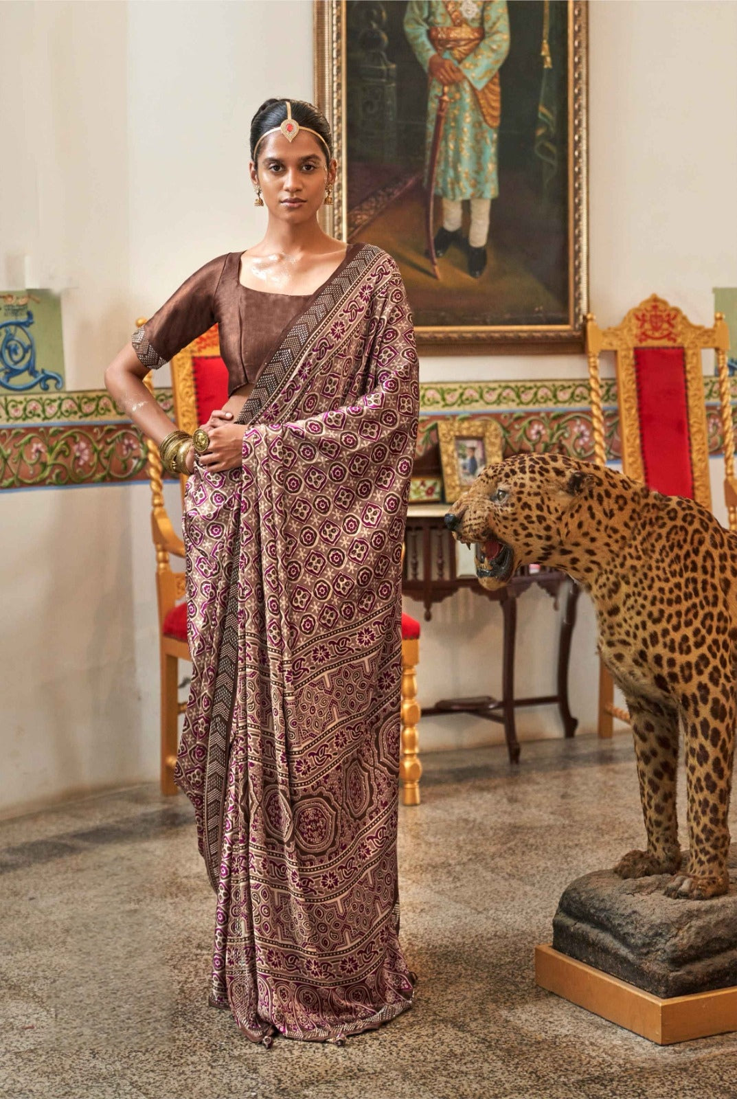 Modal Sartin Ajrak Print Saree