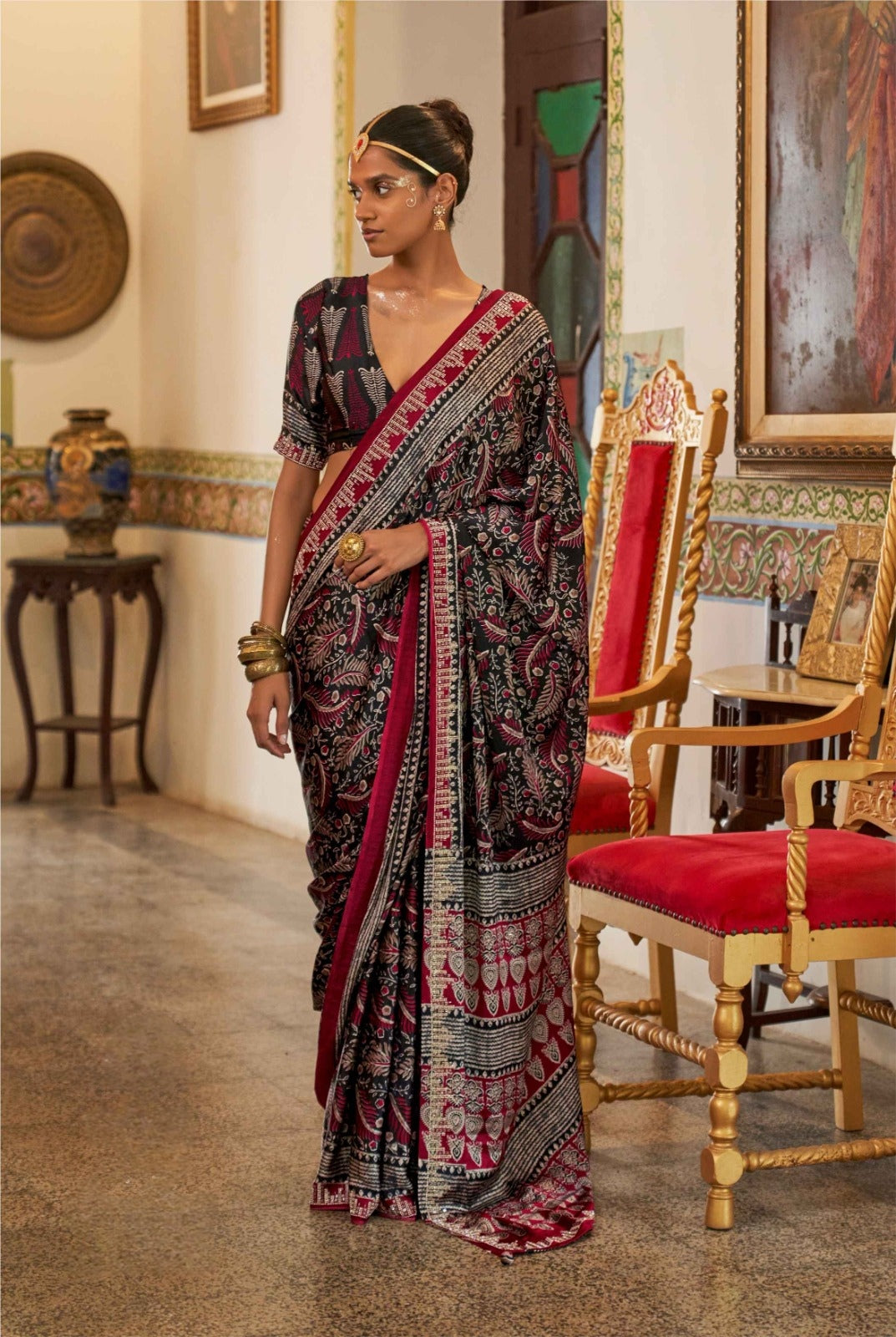 Modal Sartin Ajrak Print Saree