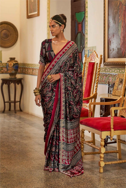 Modal Sartin Ajrak Print Saree