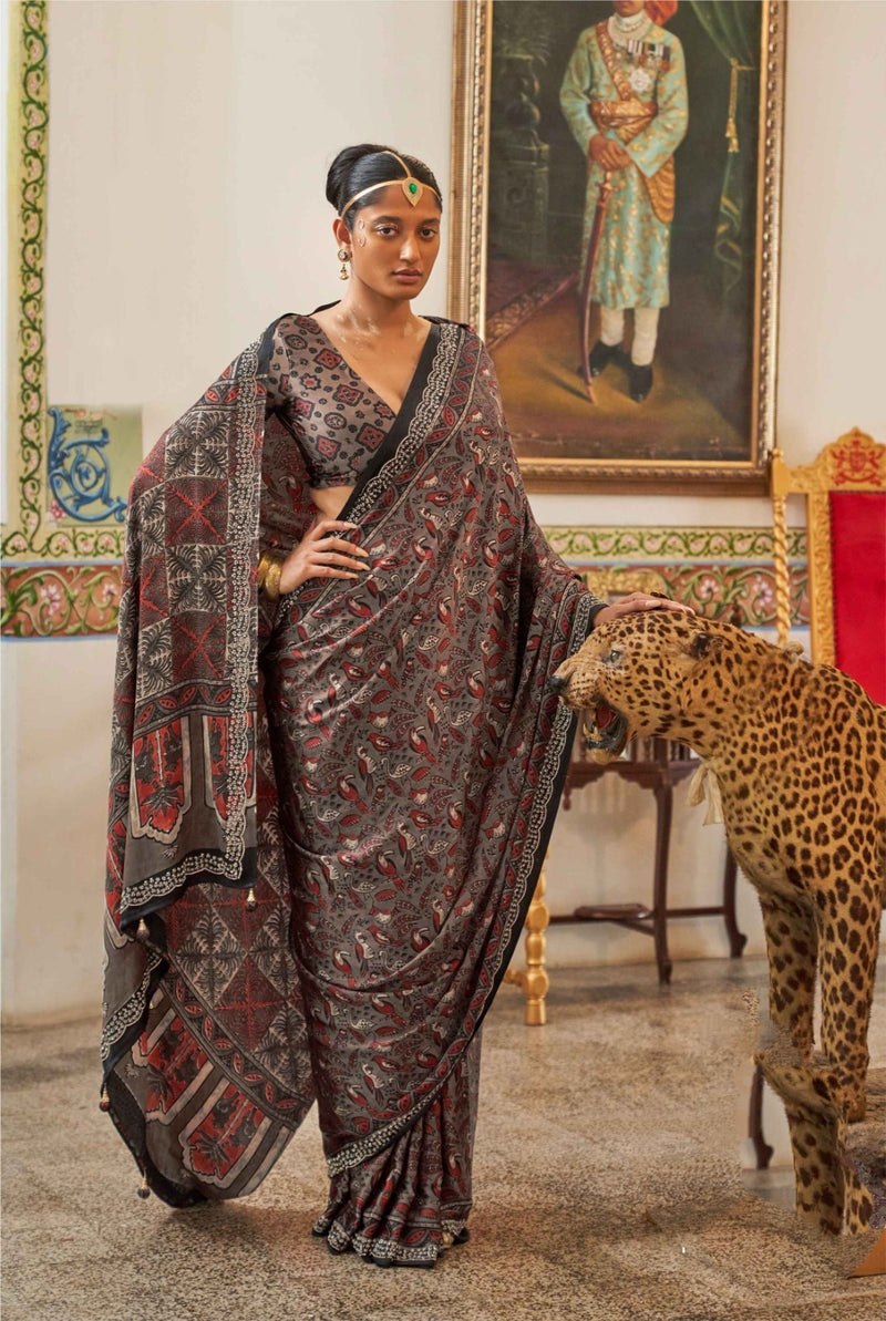 Modal Sartin Ajrak Print Saree