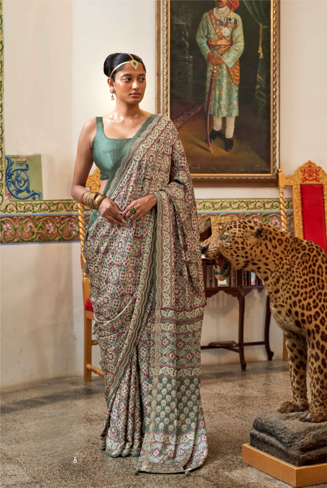 Modal Sartin Ajrak Print Saree
