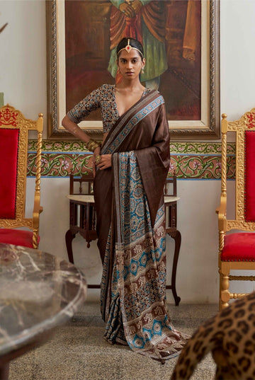 Modal Sartin Ajrak Print Saree