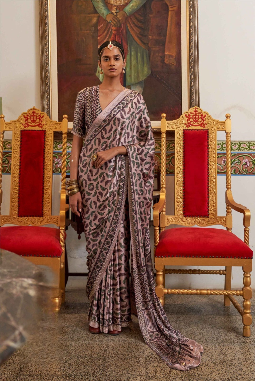 Modal Sartin Ajrak Print Saree