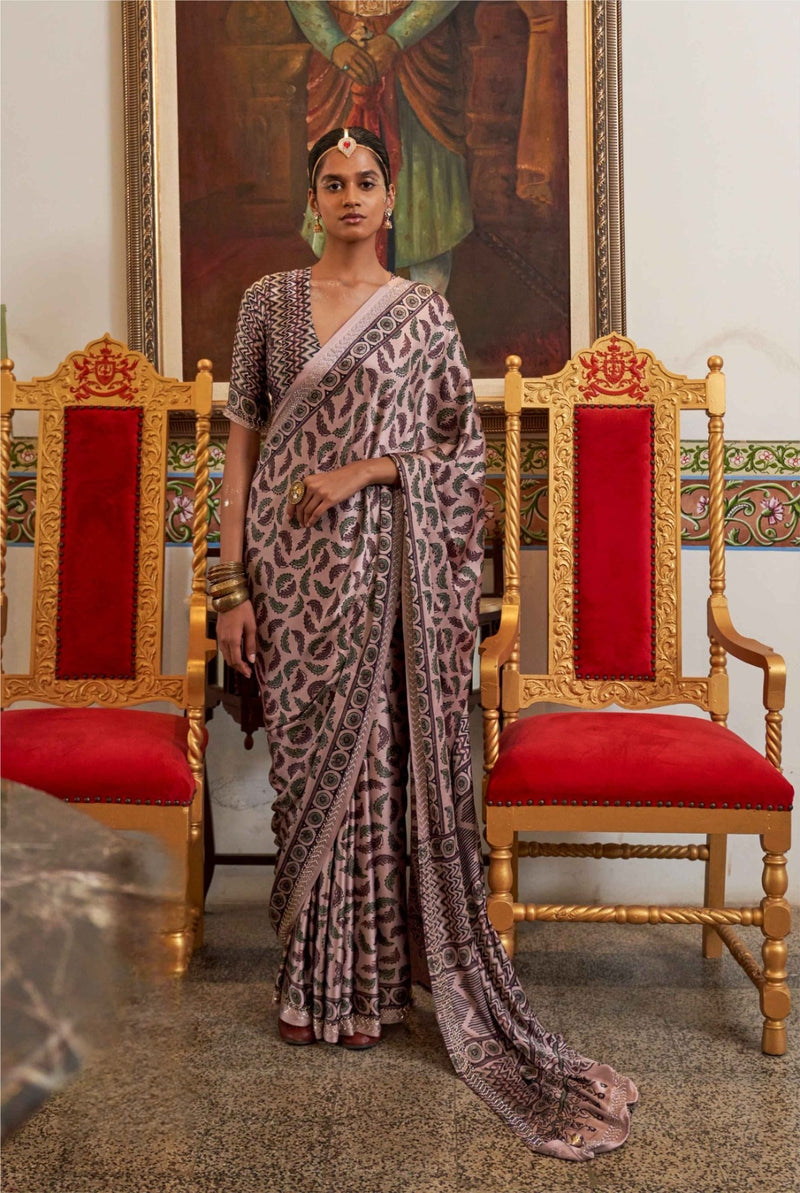 Modal Sartin Ajrak Print Saree