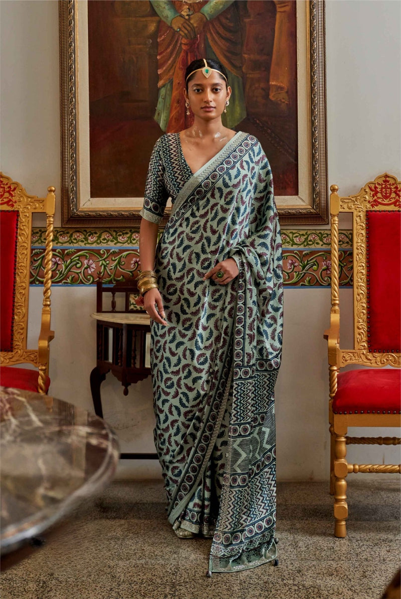 Modal Sartin Ajrak Print Saree