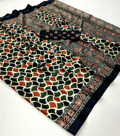Ajrak Print Saree