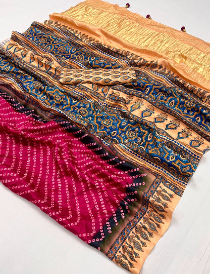 Gajji Lagdi Patrta Silk Saree