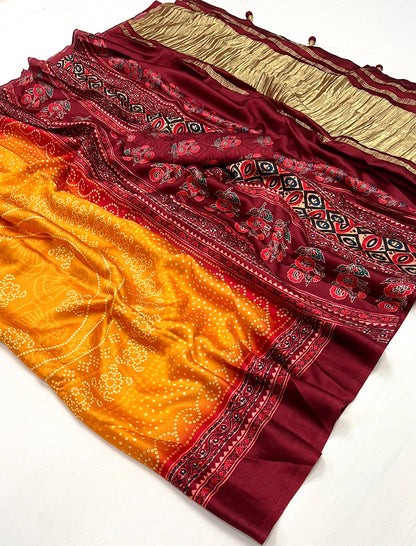 Gajji Lagdi Patrta Silk Saree