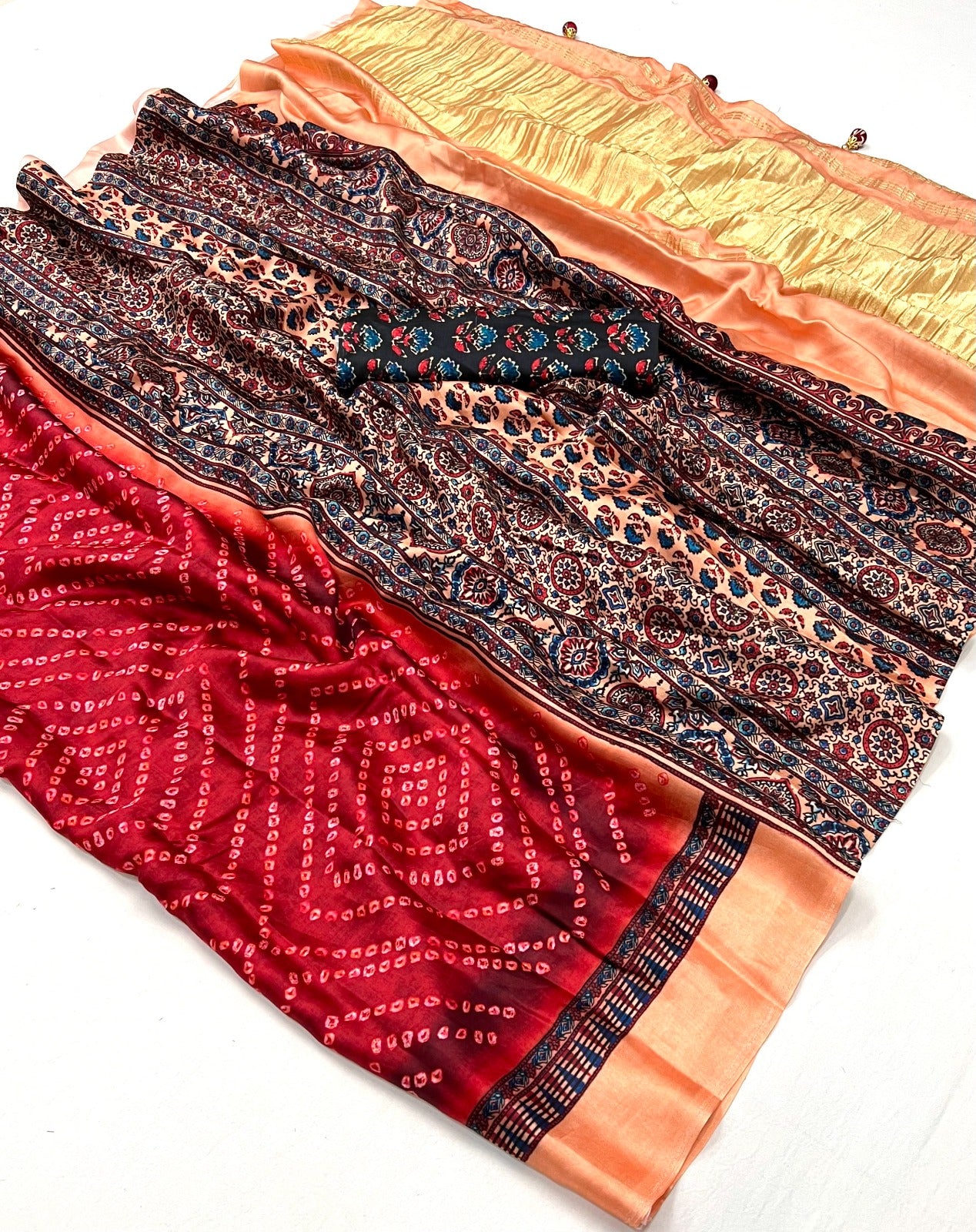 Gajji Lagdi Patrta Silk Saree