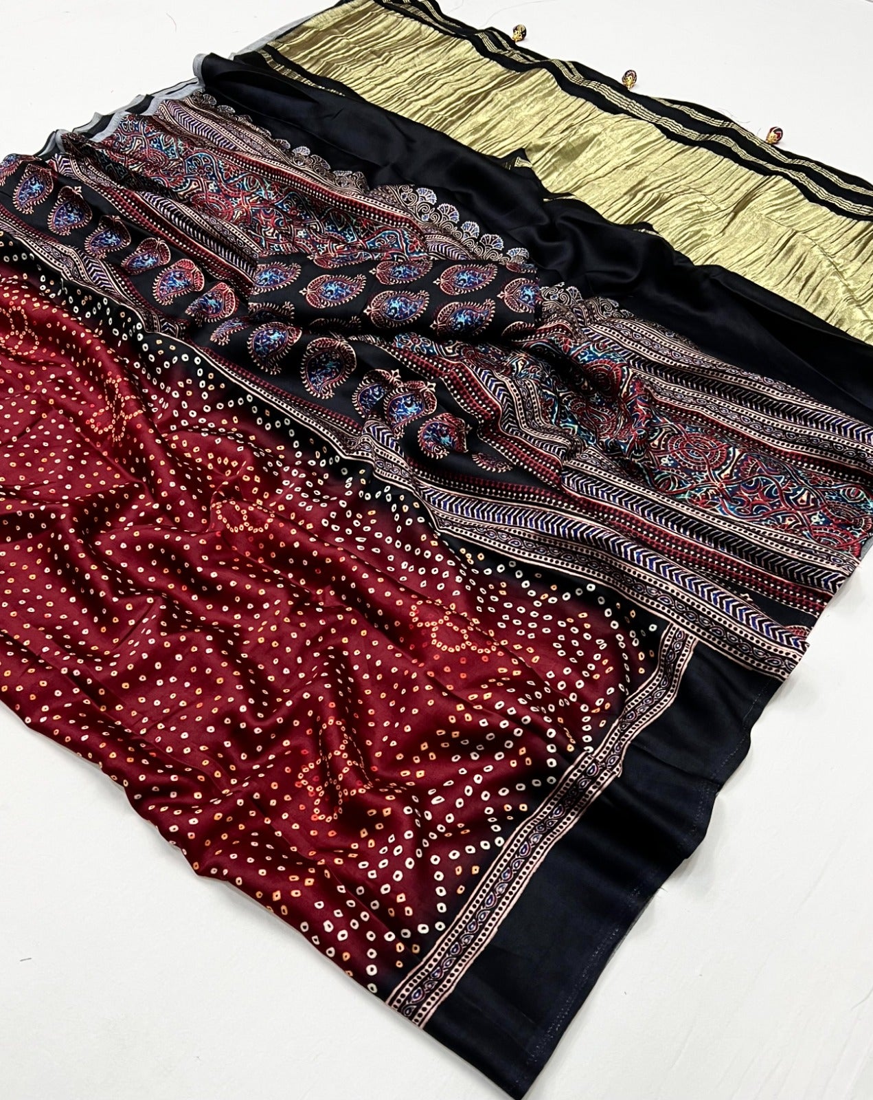 Gajji Lagdi Patrta Silk Saree