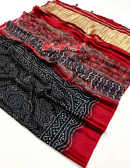 Gajji Lagdi Patrta Silk Saree