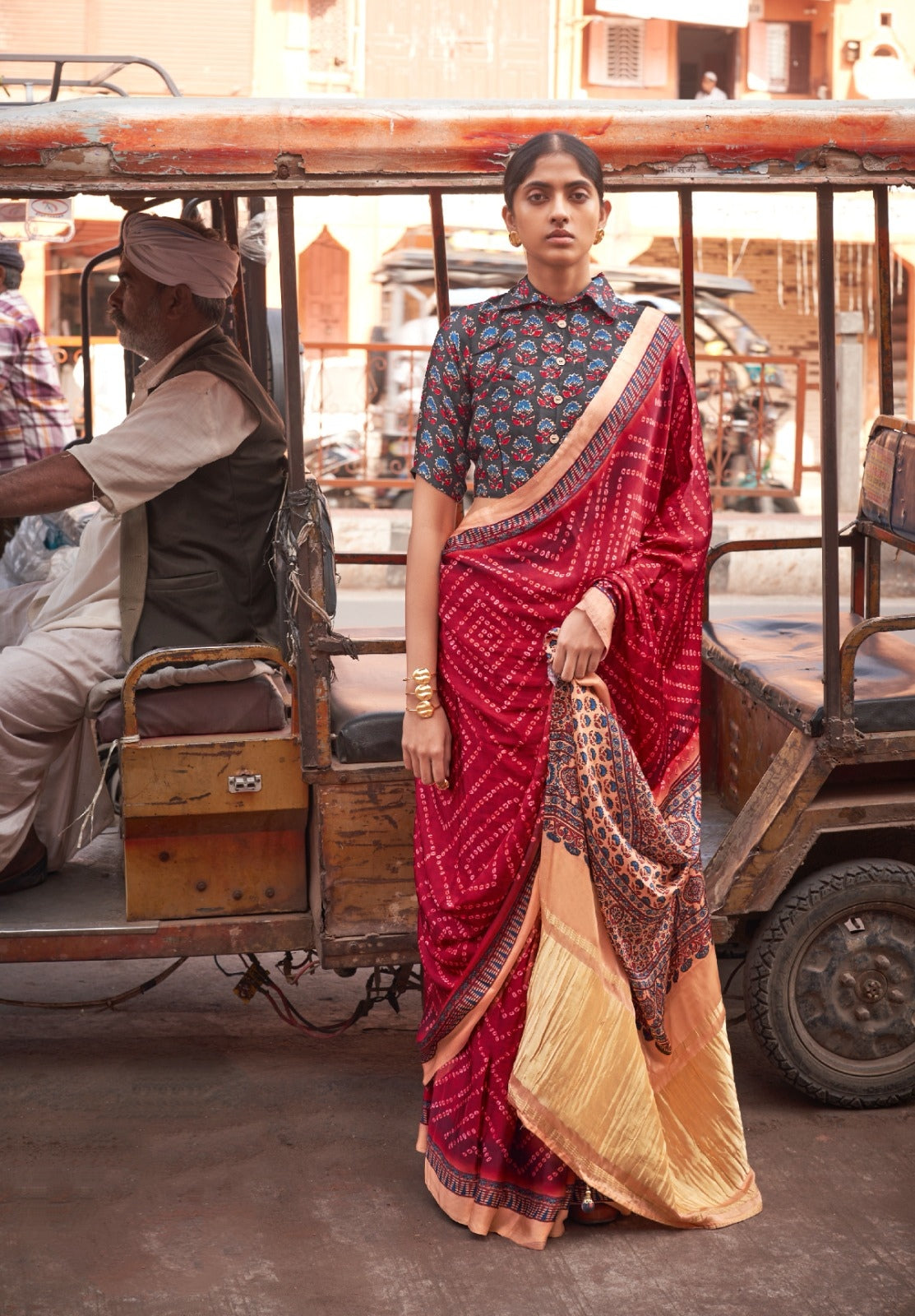 Gajji Lagdi Patrta Silk Saree