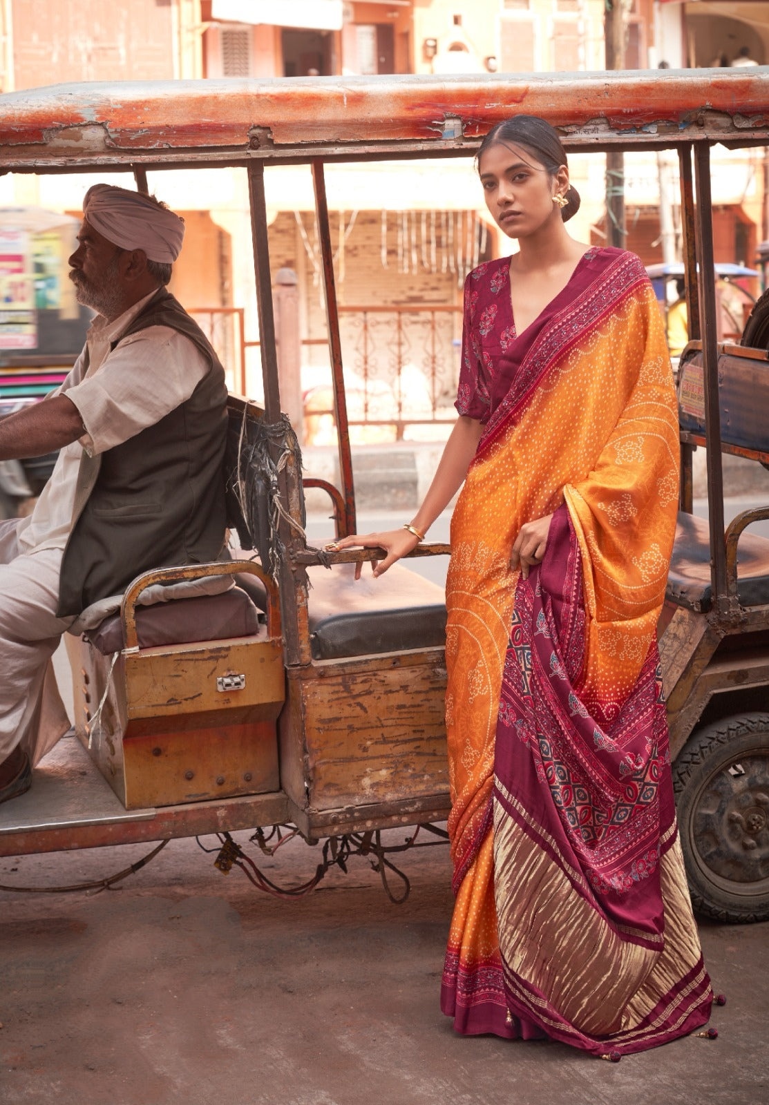 Gajji Lagdi Patrta Silk Saree