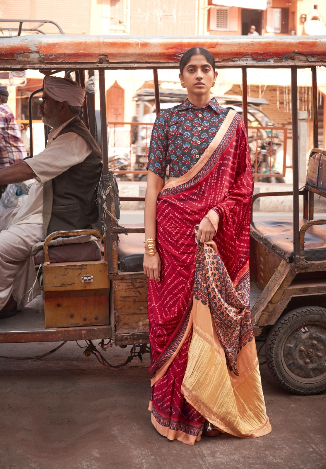 Gajji Lagdi Patrta Silk Saree