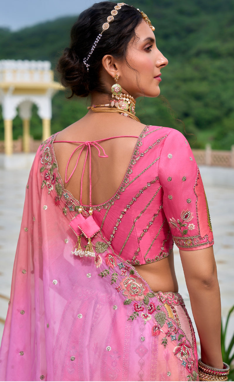 Peach Pink Bridal Lehenga with Heavily Embroidered Details