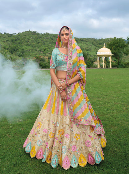 Pastel Multicolor Lehenga with Heavy Embroidery &amp; Modern Designs
