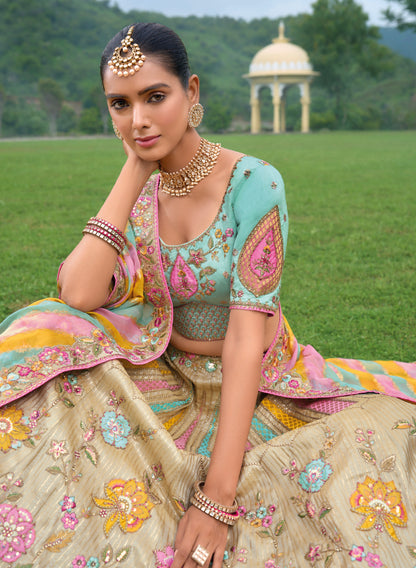 Pastel Multicolor Lehenga with Heavy Embroidery &amp; Modern Designs