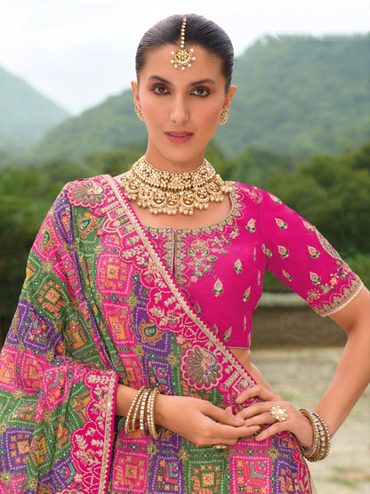 Cream and Pink Lehenga with Intricate Embroidery &amp; Royal Designs
