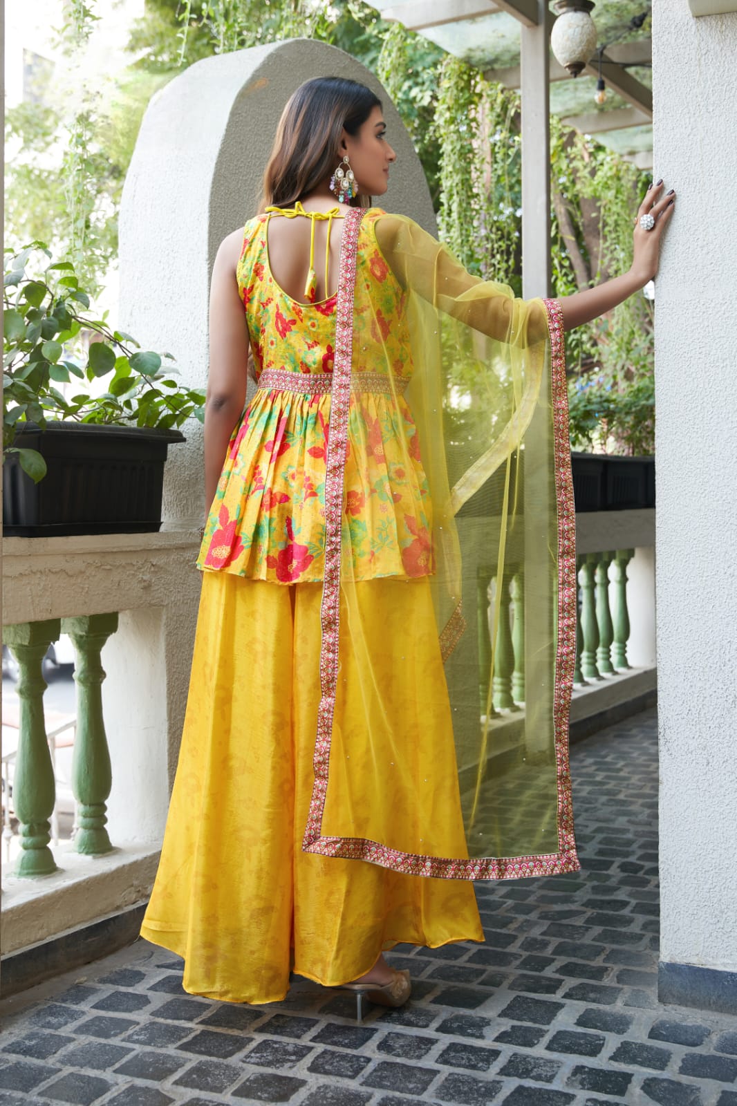 Yellow Colour Ready-to-Wear Crop Top with Embroidered Designer Blouse