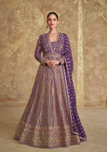 Purple Embroidered Georgette Anarkali with Embroidered Dupatta