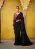 Midnight Black Glass Tissue Saree with Sequins Detailing