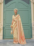 Cream Banarasi Silk Saree & Kashmiri Weaving & Meenakari Embellishment