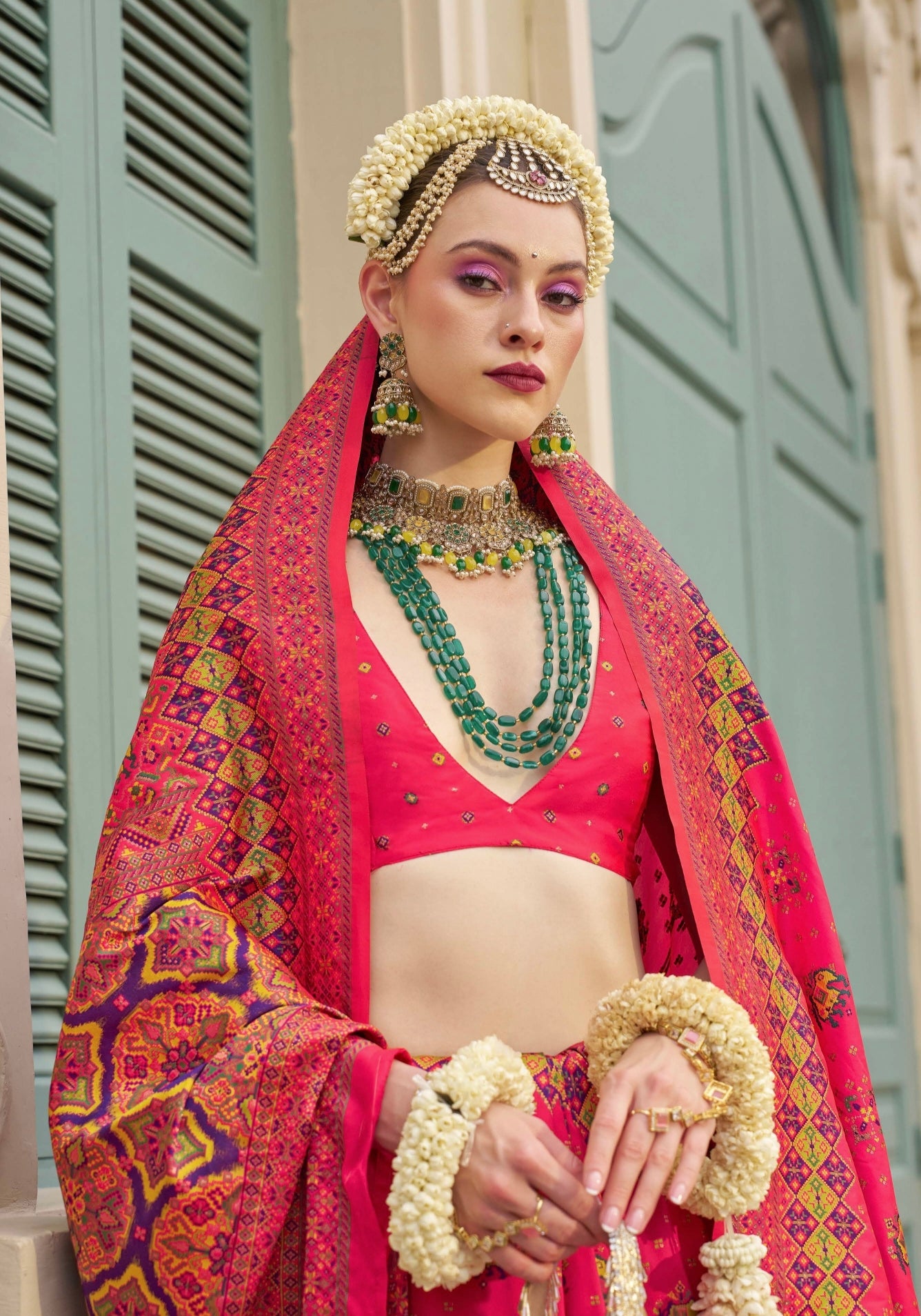 Rani Pink Banarasi Silk Saree &amp; Kashmiri Weaving &amp; Meenakari Highlight