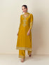 Mustard Yellow Embroidered Chinnon Silk Palazzo Set