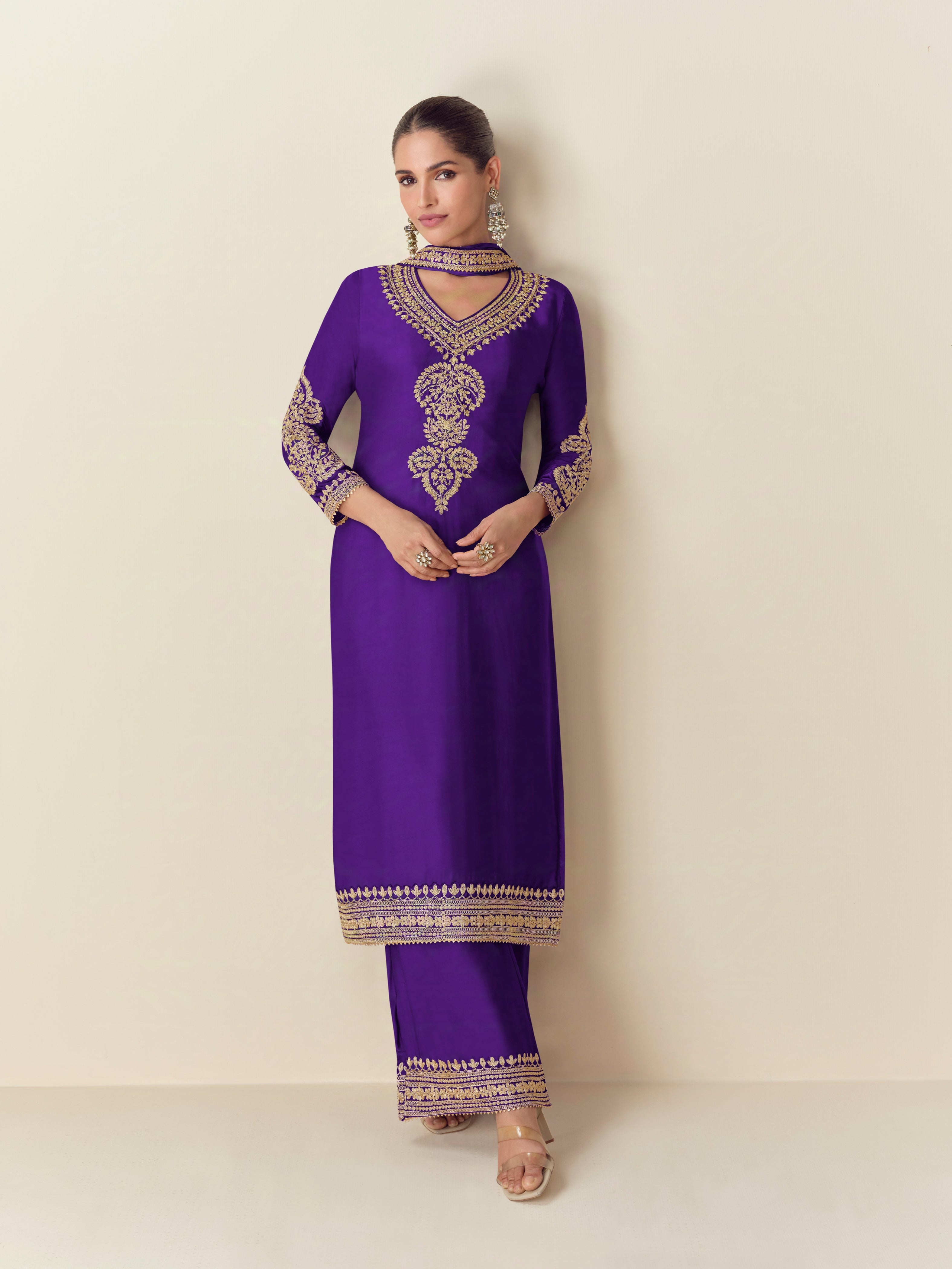 Royal Purple Chinnon Silk Palazzo Set