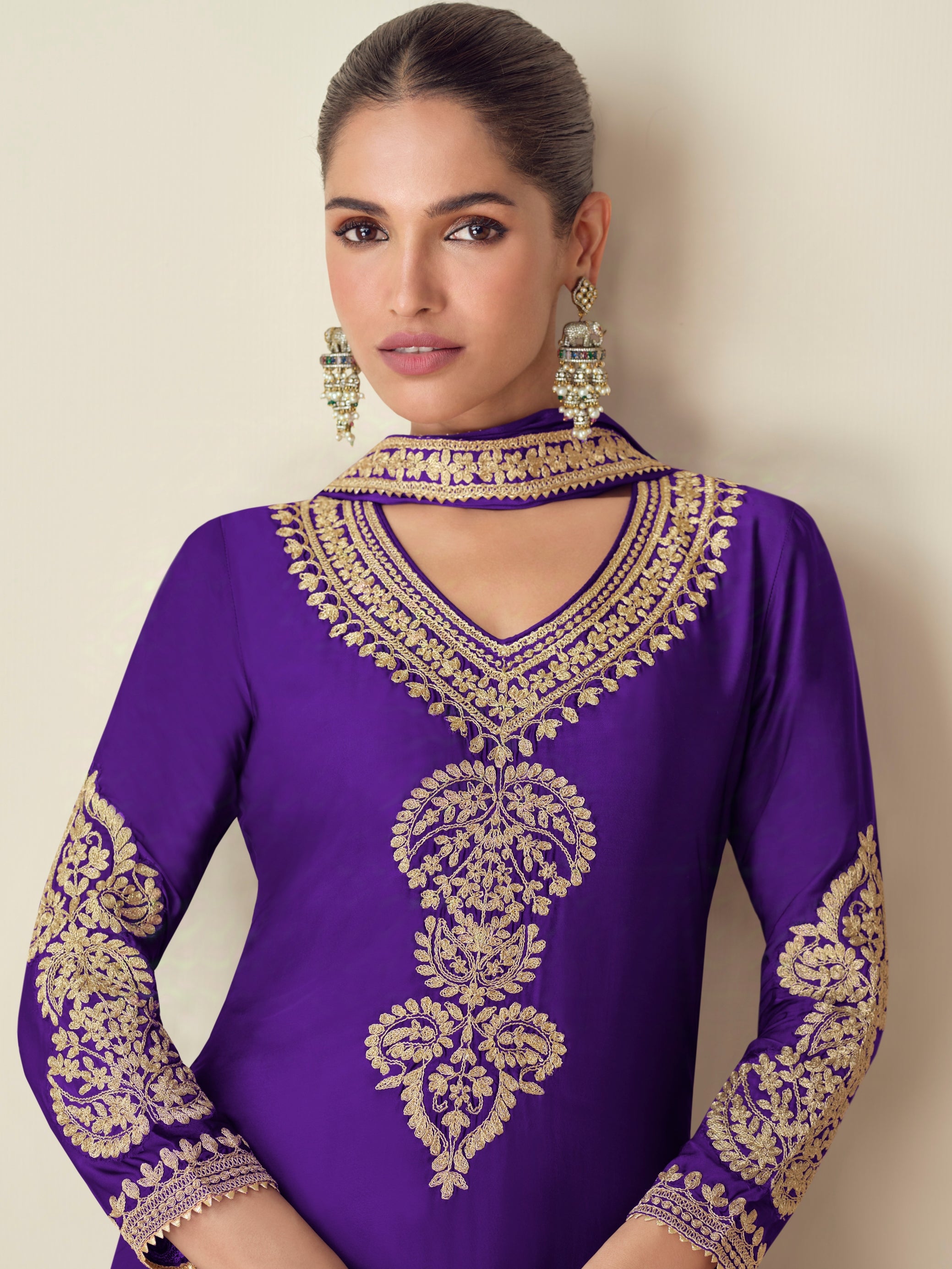 Royal Purple Chinnon Silk Palazzo Set